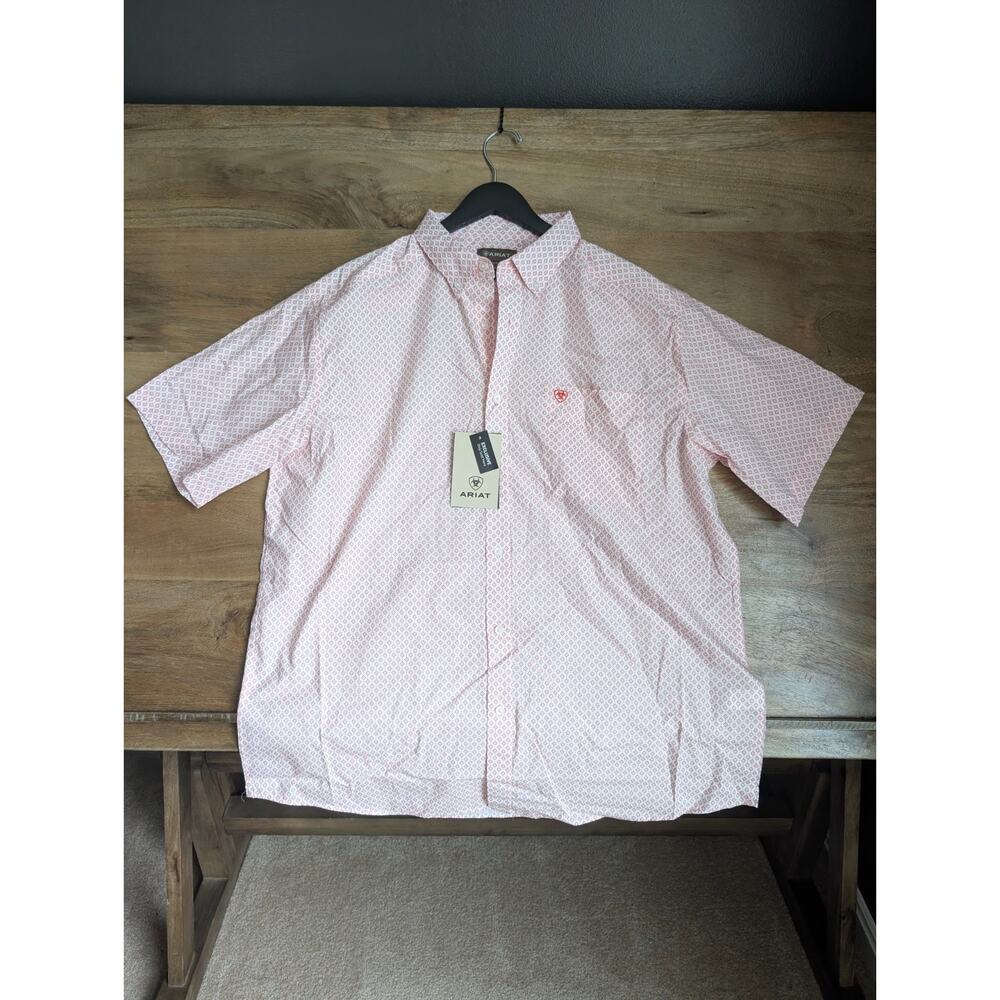 Ariat Western Shirt Mens XL Sylvester Red Printed Short Sleeve Button Down NWT